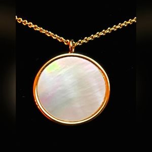 Dainty 14k Gold Plated Mother of Pearl Shell Pendant Necklace.